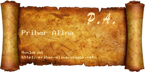 Priher Alina névjegykártya